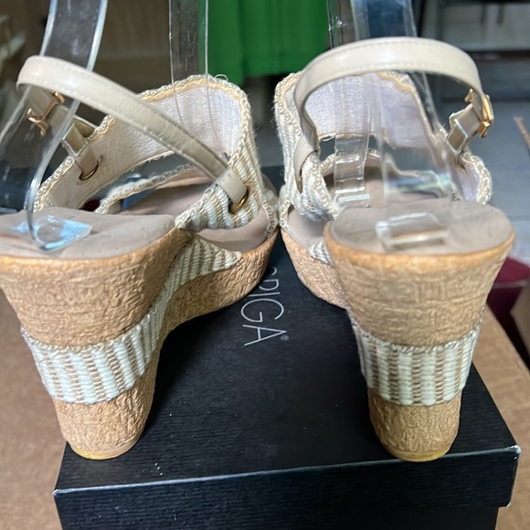 Onex Striped Wedge Platform Cork Sandals in Sz 8 - Picture 8 of 14